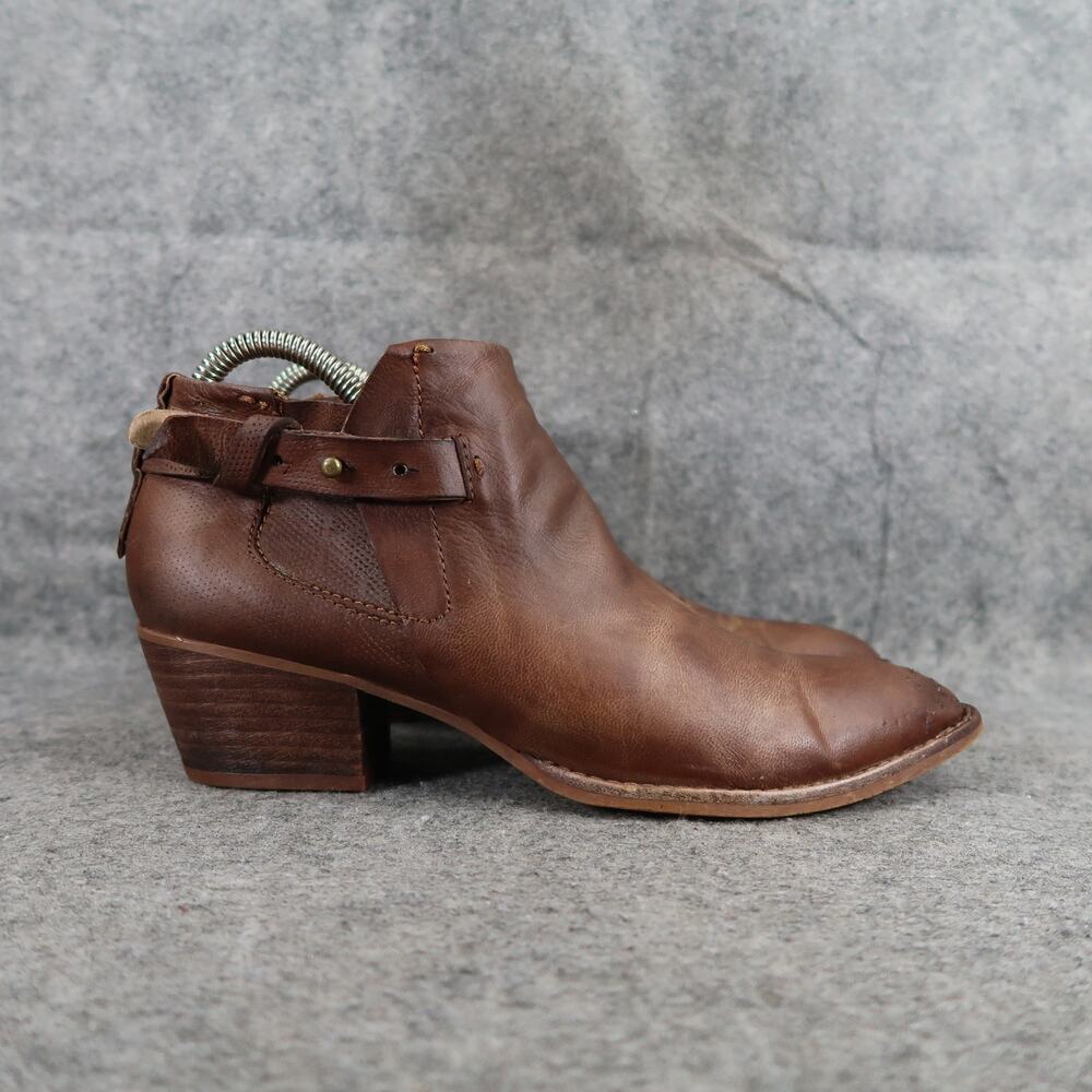 Dolce Vita Shoes Womens 7.5 Ankle Booties Leather Sierra Block Heel Brown Zip